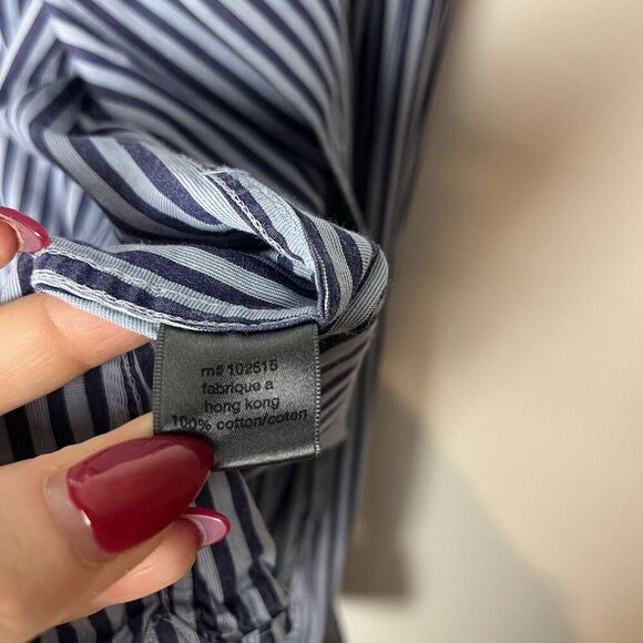 John Varatos Stripped Blue Button Down Shirt XL​ - Picture 4 of 7